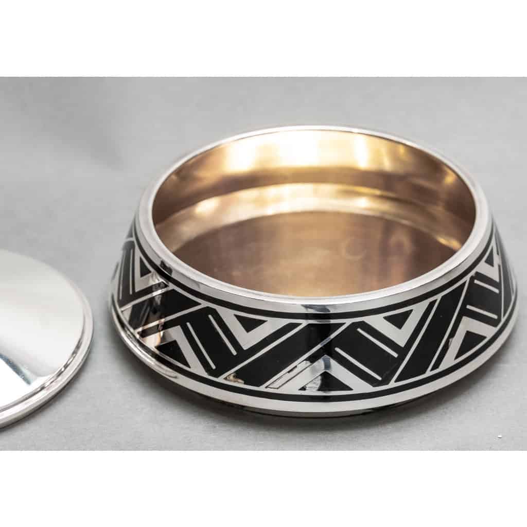 R. LINZELER Boite argent massif et émail noir époque ART DECO 8