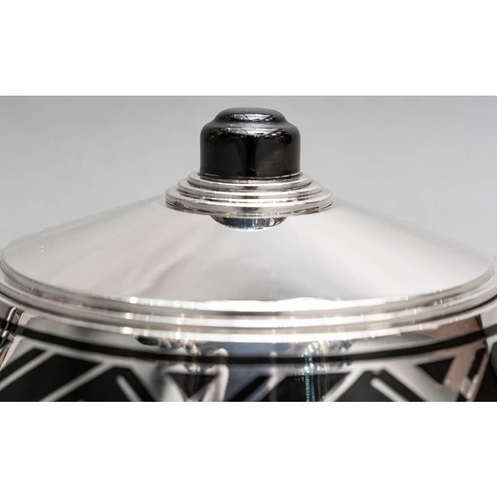 R. LINZELER Boite argent massif et émail noir époque ART DECO 10