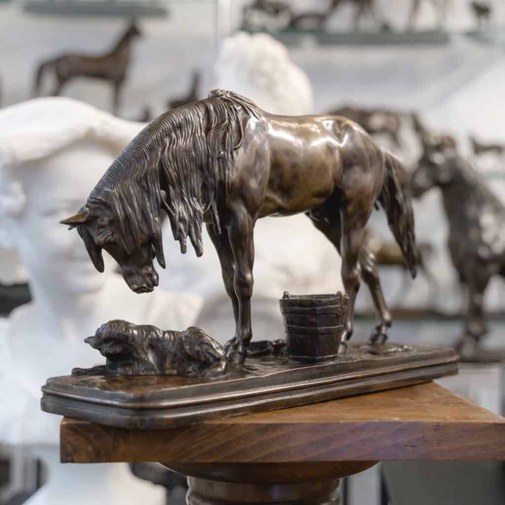 Sculpture – Cheval Et Chien À L’Écurie , Henri – Alfred Jacquemart (1824-1896) – Bronze 6
