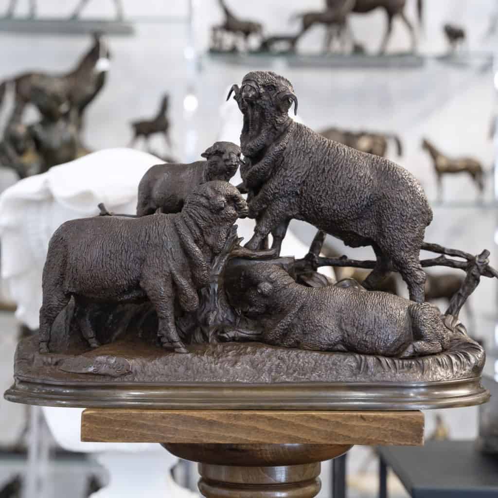 Sculpture – Famille De Mérinos , Jules Moigniez (1835 – 1894) – Bronze 3