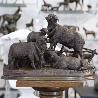 Sculpture – Famille De Mérinos , Jules Moigniez (1835 – 1894) – Bronze
