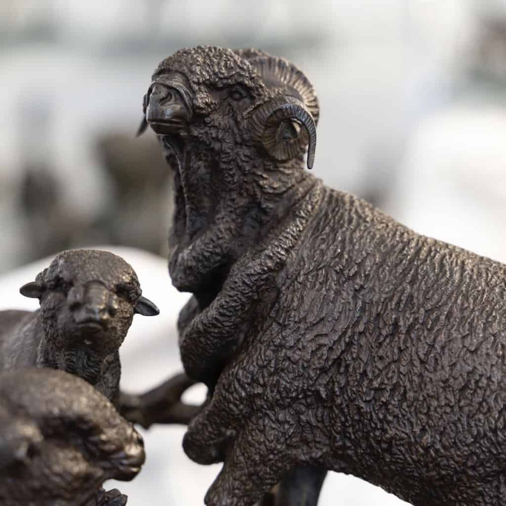 Sculpture – Famille De Mérinos , Jules Moigniez (1835 – 1894) – Bronze 11