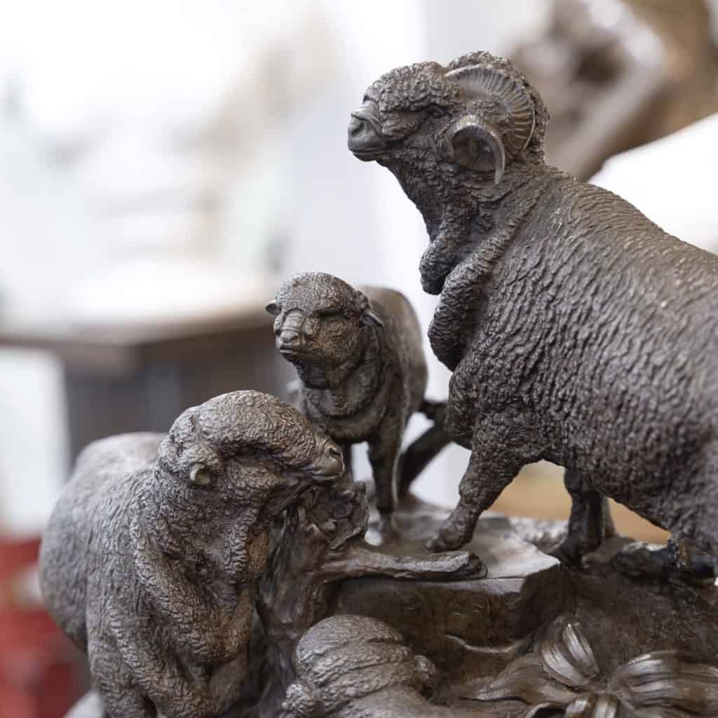 Sculpture – Famille De Mérinos , Jules Moigniez (1835 – 1894) – Bronze 5