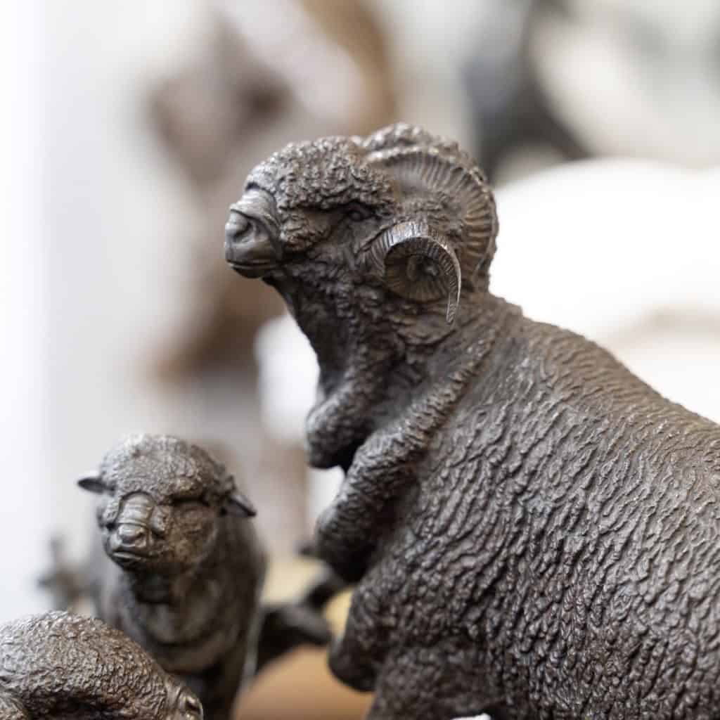 Sculpture – Famille De Mérinos , Jules Moigniez (1835 – 1894) – Bronze 7