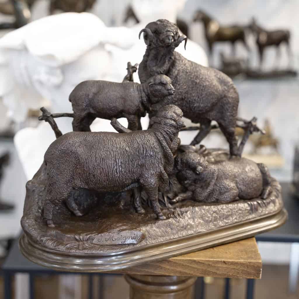 Sculpture – Famille De Mérinos , Jules Moigniez (1835 – 1894) – Bronze 8