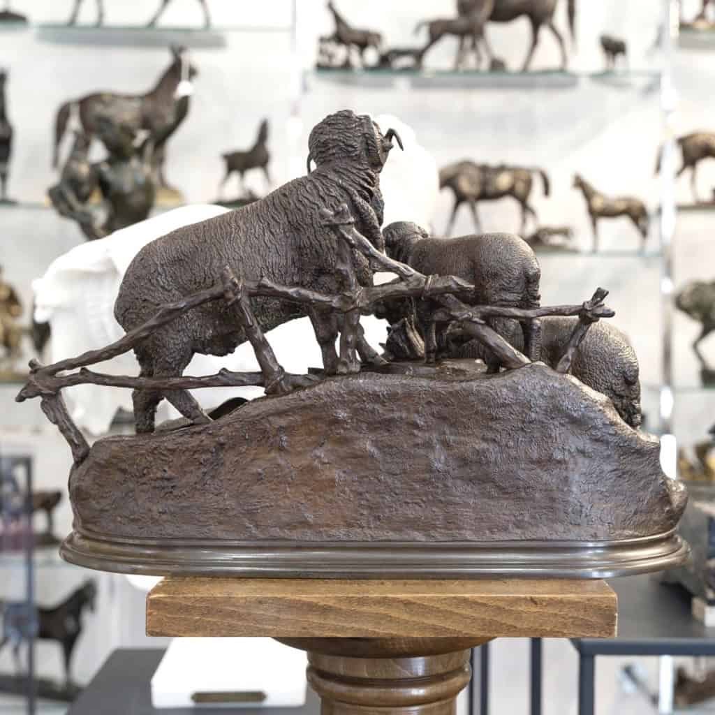Sculpture – Famille De Mérinos , Jules Moigniez (1835 – 1894) – Bronze 9