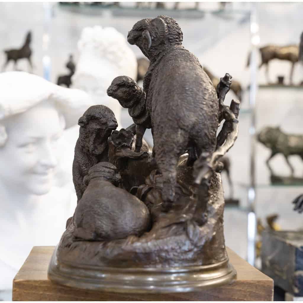 Sculpture – Famille De Mérinos , Jules Moigniez (1835 – 1894) – Bronze 13
