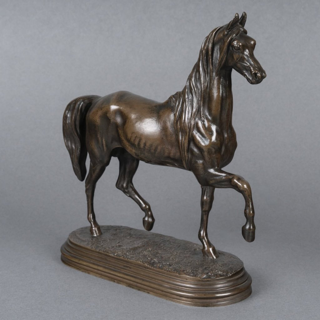 Sculpture – Cheval Antérieur Levé , Alfred Barye (1839-1895) – Bronze 4