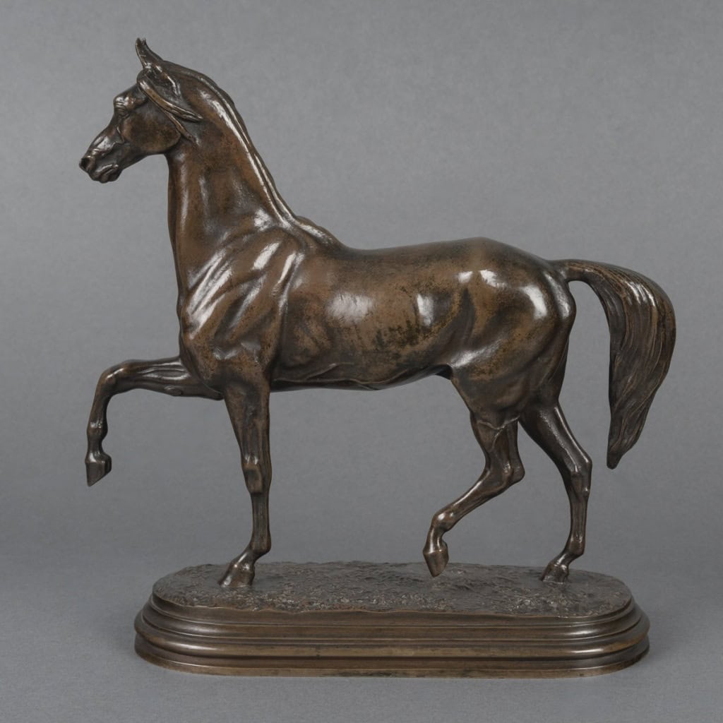 Sculpture – Cheval Antérieur Levé , Alfred Barye (1839-1895) – Bronze 7