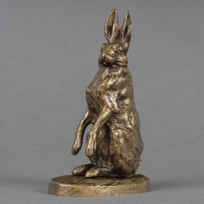 Sculpture – Lièvre à l’Arrêt , Alfred Dubucand (1828-1894) – Bronze
