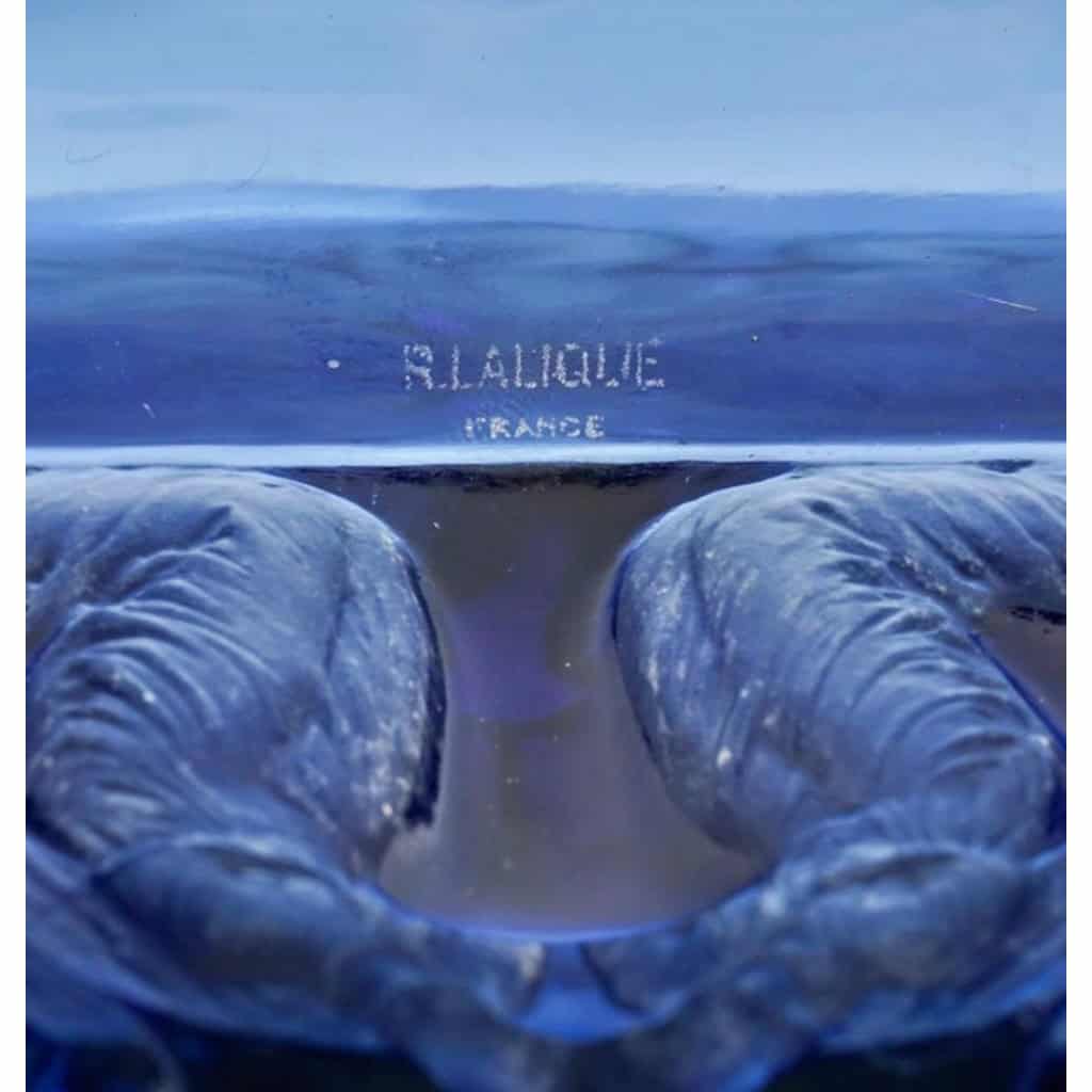 1930 René Lalique – Coupe Plat Anges Verre Bleu Saphir 7