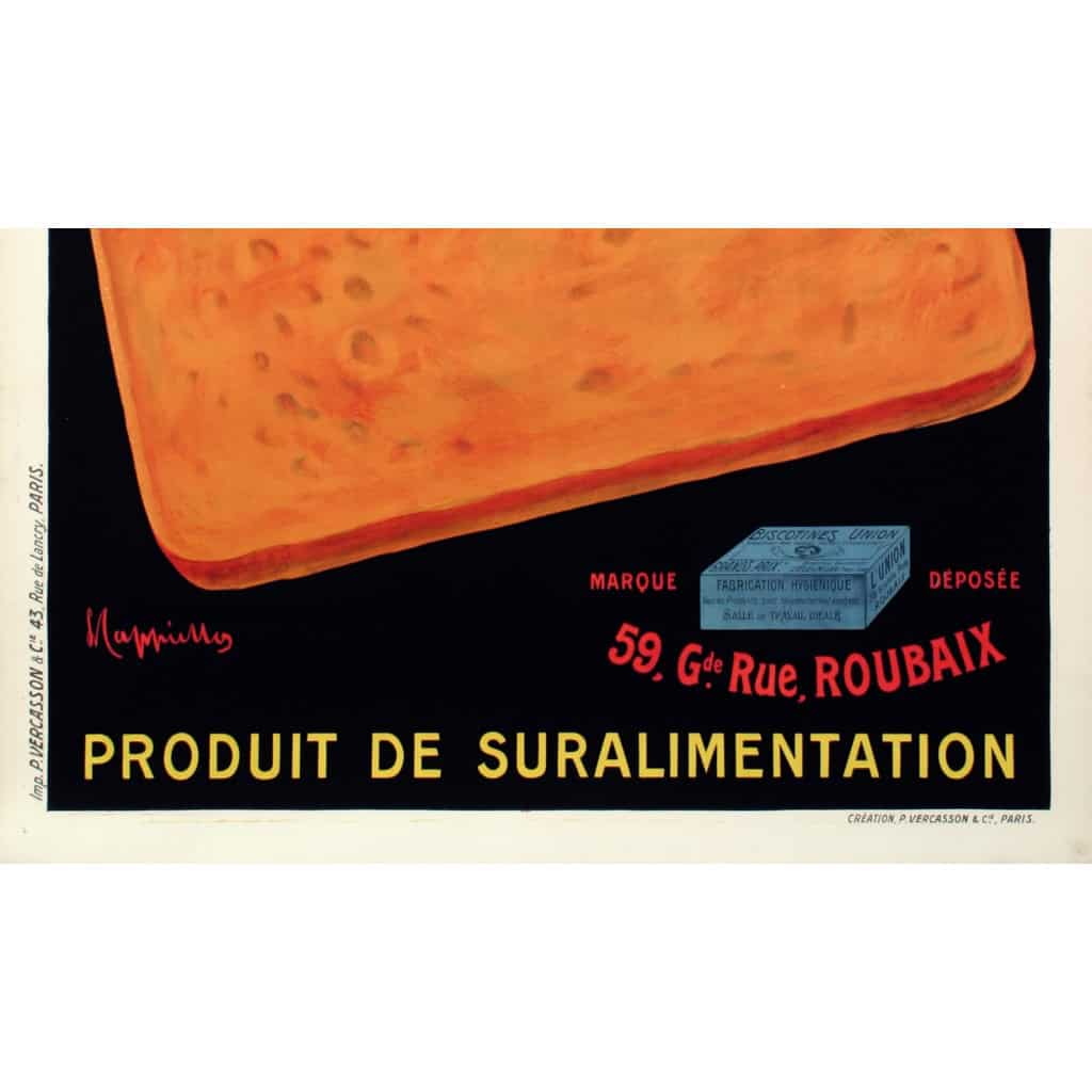 Affiche Originale, Leonetto Cappiello, Biscotines Union, Biscuits, Biscuiterie, Biscotte, Boulangerie, Beurre, Pain, Alimentation, Nourriture, Cuisine, Roubaix, 1906 5