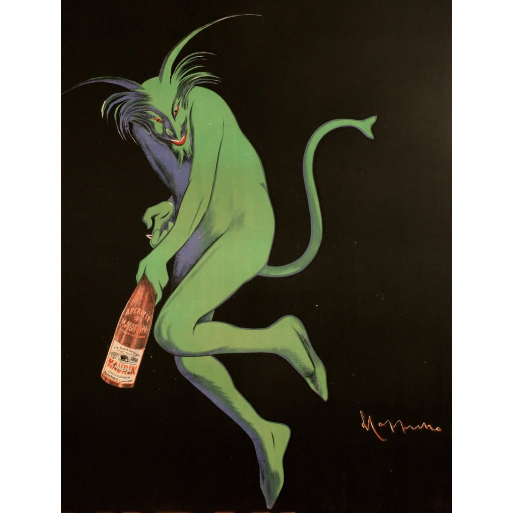 Affiche Originale, Leonetto Cappiello, Maurin Quina, Alcool, Apéritif, Liqueur, Spiritueux, Boisson, Bouteille, Le Puy en Velay, Diable Vert, Démon, Quinquina, Cerise Noire, 1906 4
