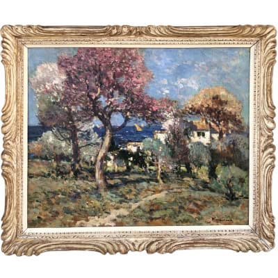 Maillaud Fernand Bord De Mer En Provence Huile sur Toile Signée Certificat D’authenticité