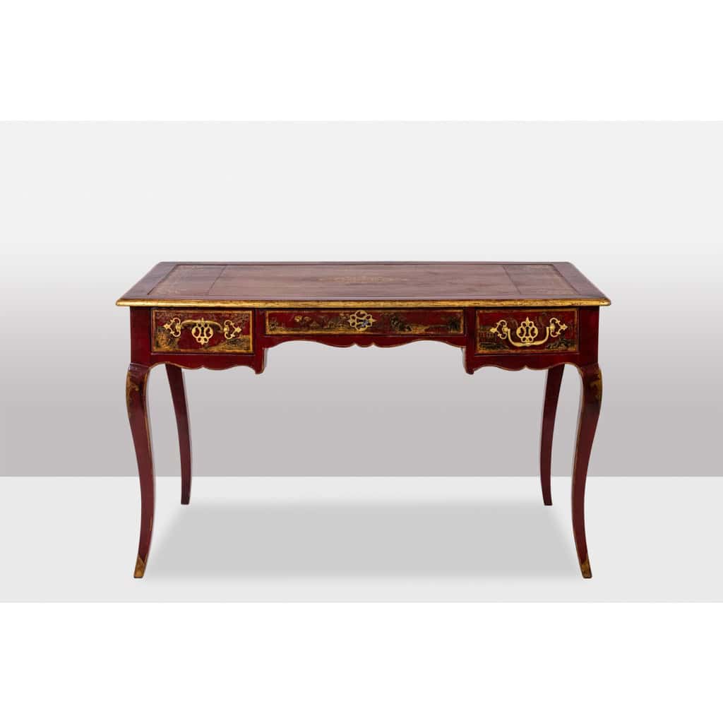 Bureau plat de style Louis XV à décor de scènes lacustres. Circa 1800. LS60861809U 4