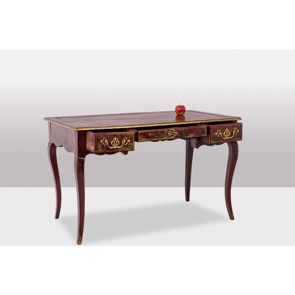Bureau plat de style Louis XV à décor de scènes lacustres. Circa 1800. LS60861809U 5