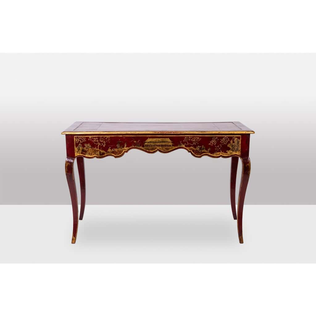 Bureau plat de style Louis XV à décor de scènes lacustres. Circa 1800. LS60861809U 7