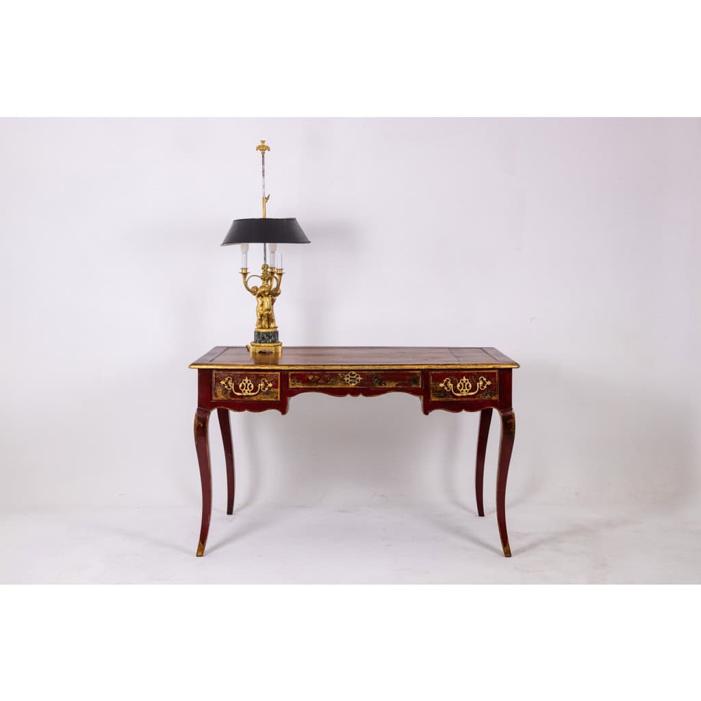 Bureau plat de style Louis XV à décor de scènes lacustres. Circa 1800. LS60861809U 8