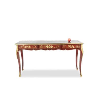 Bureau plat de style Louis XV à décor de scènes lacustres. Circa 1850. LS61582509P