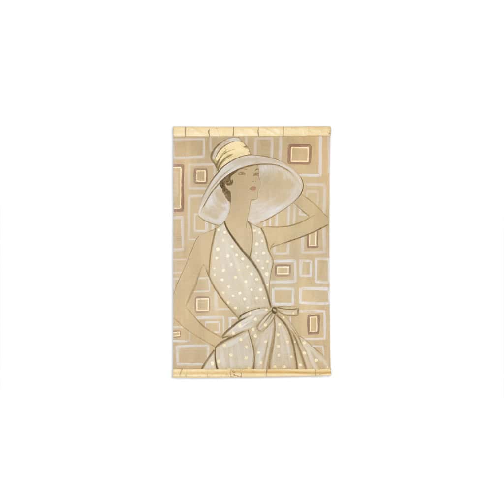 Toile peinte représentant une élégante des années 1950. Contemporain. LS6135675T 3