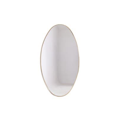 Miroir de forme ovale serti d’une baguette de laiton doré. Années 1970. LS6260509U