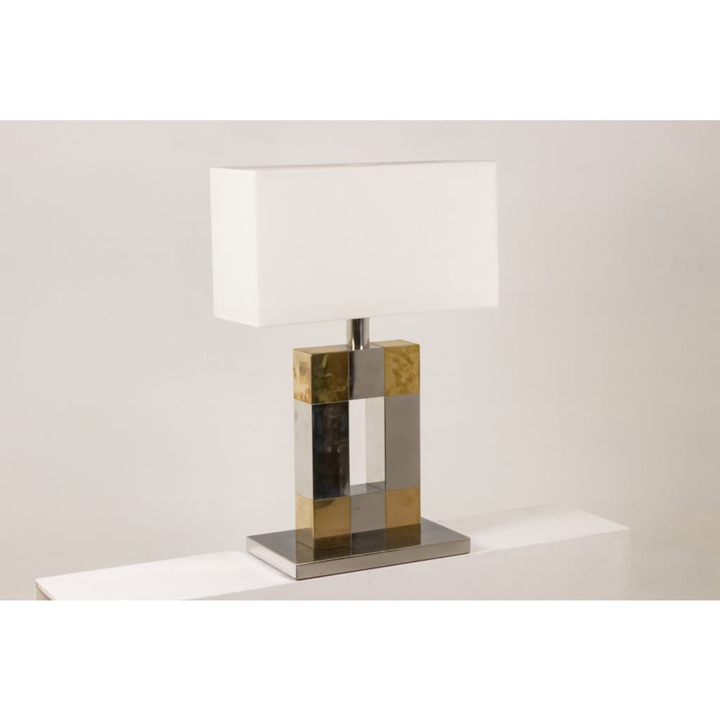Lampe géométrique en métal argenté et doré. Années 1970. LS5792407U 4