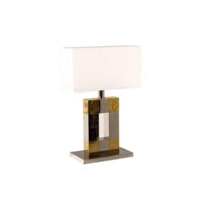 Lampe géométrique en métal argenté et doré. Années 1970. LS5792407U