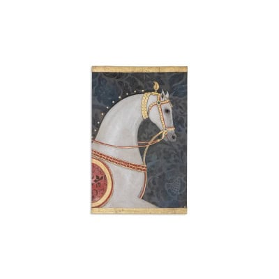 Toile peinte représentant un buste de cheval indien. Contemporain. LS6336576U