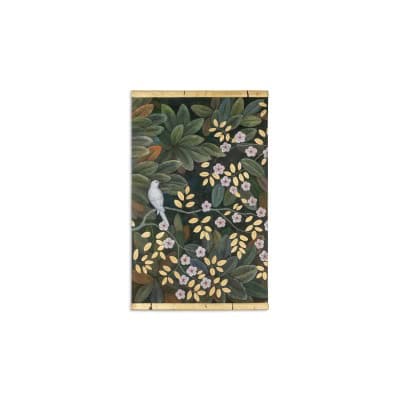 Toile peinte représentant un oiseau dans un décor floral. Contemporain. LS6334675T