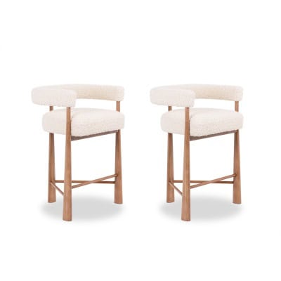 Paire de tabourets de bar en hêtre blond. Travail contemporain. LS63651509K 3