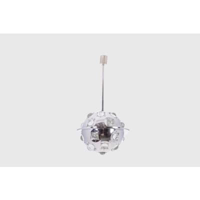 Oscar Torlasco. Lustre « satellite » en métal chromé. Années 1970. LS6354918G