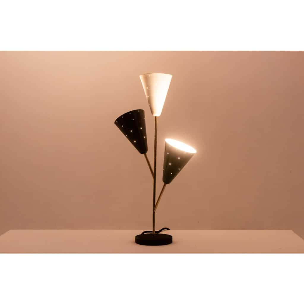 Stilnovo. 3-light lamp in sheet metal and brass. 1960s. LS6318459M 5