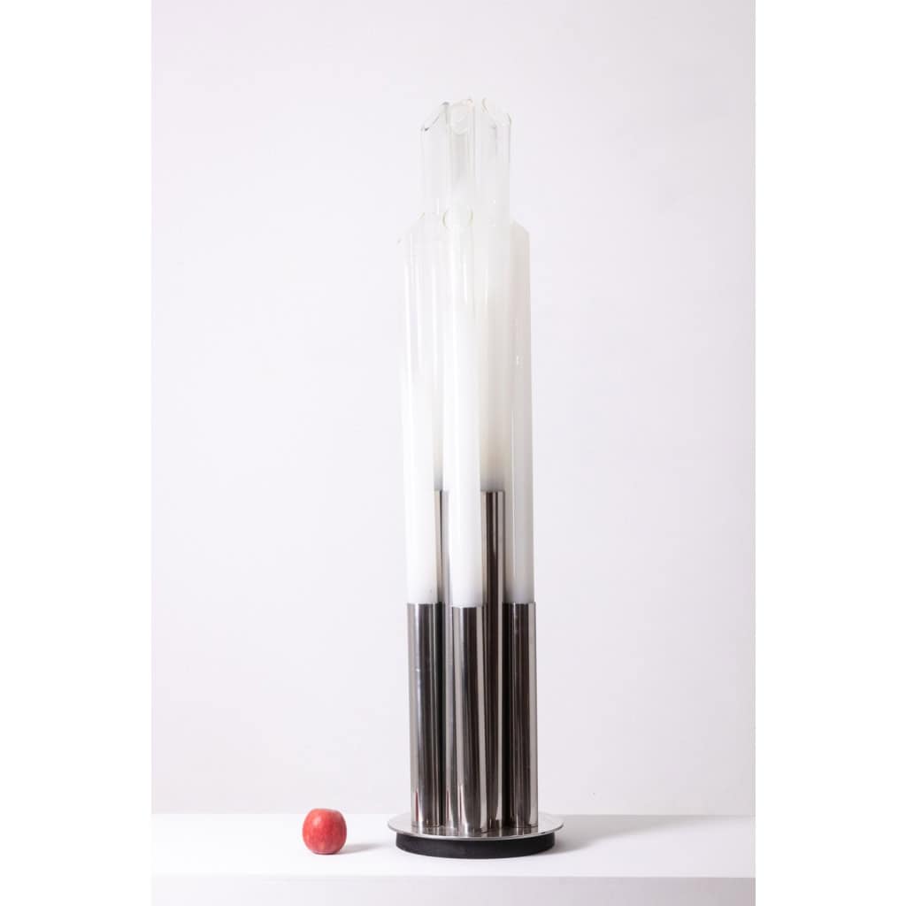 Lampe de pied ou lampadaire « Orgue » en verre opalescent. Circa 1970.LS6363889F 4