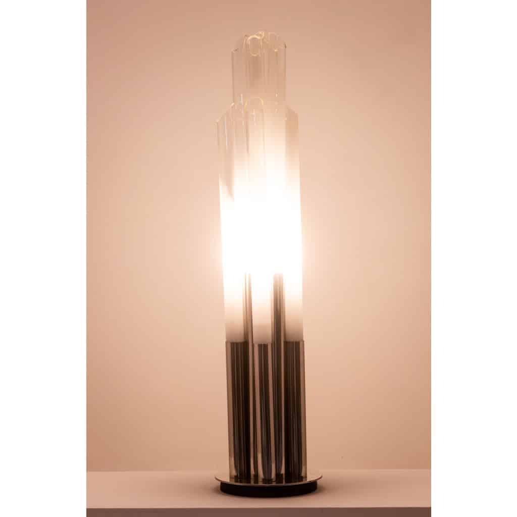 Lampe de pied ou lampadaire « Orgue » en verre opalescent. Circa 1970.LS6363889F 5