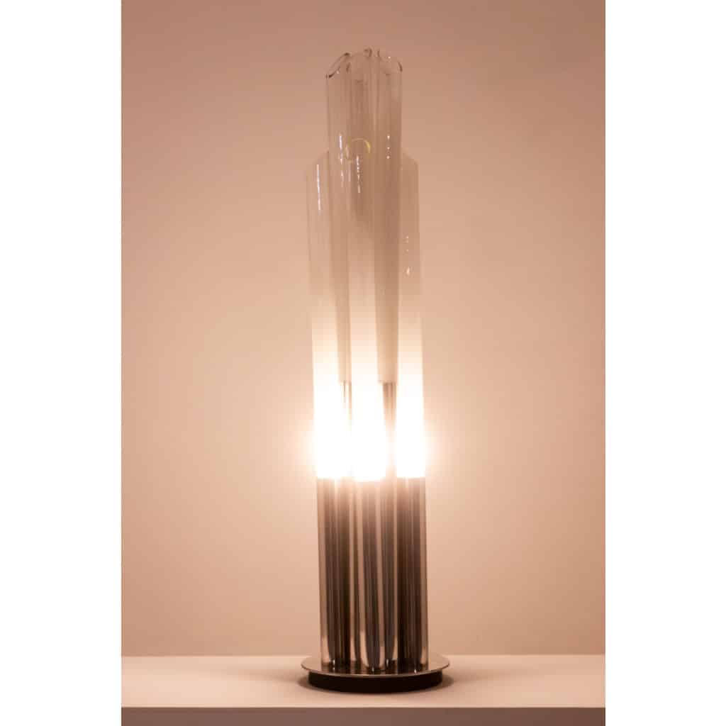 Lampe de pied ou lampadaire « Orgue » en verre opalescent. Circa 1970.LS6363889F 6