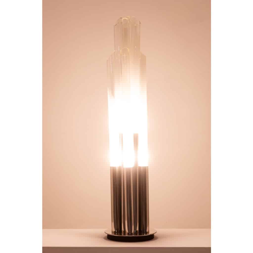 Lampe de pied ou lampadaire « Orgue » en verre opalescent. Circa 1970.LS6363889F 7