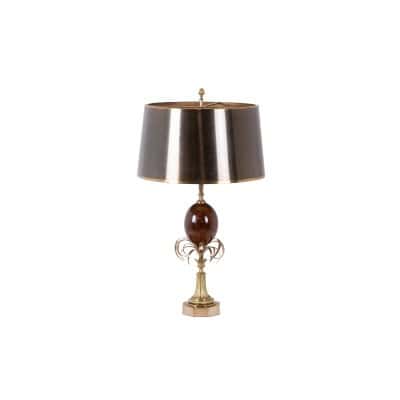 Maison Charles. Lampe « Oeuf » en résine fractale et bronze. Circa 1970. LS6366908Y