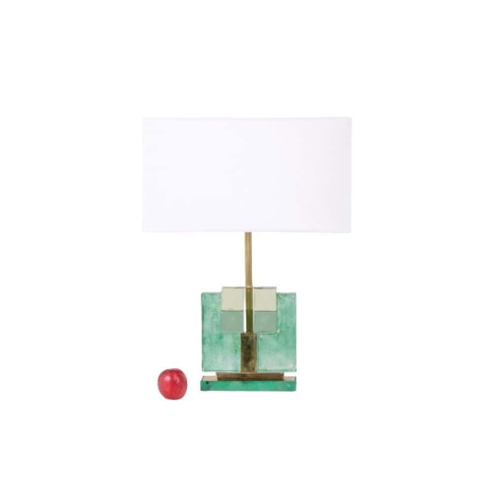 Paire de lampes en verre de Murano, irisé vert. 20e-21e siècle. LS6401609J 5