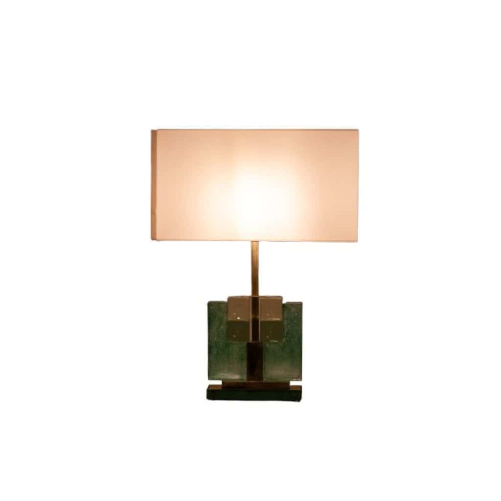 Paire de lampes en verre de Murano, irisé vert. 20e-21e siècle. LS6401609J 11