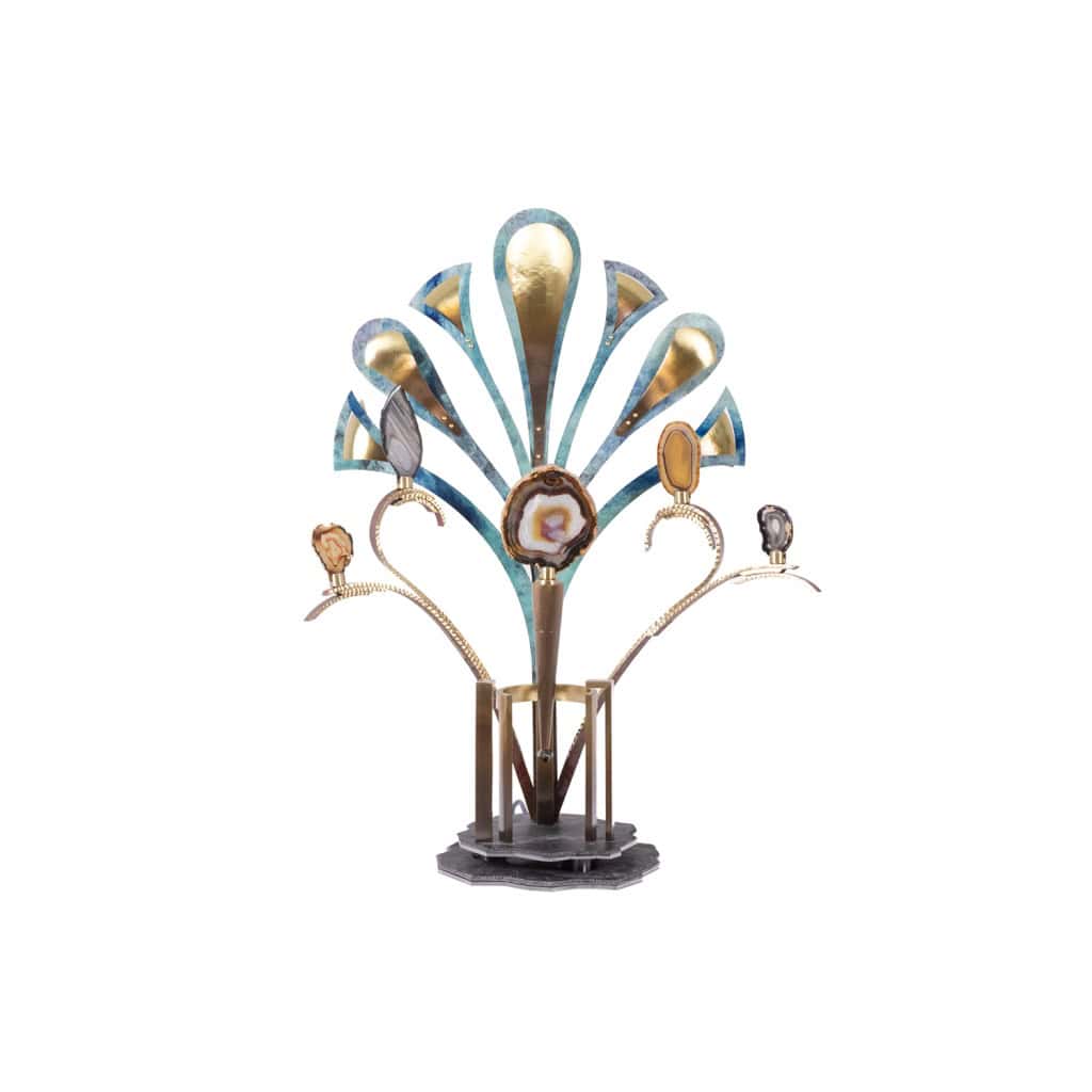 Lampe-sculpture avec des agates. Travail d’artisan d’art. LS63804009M 3