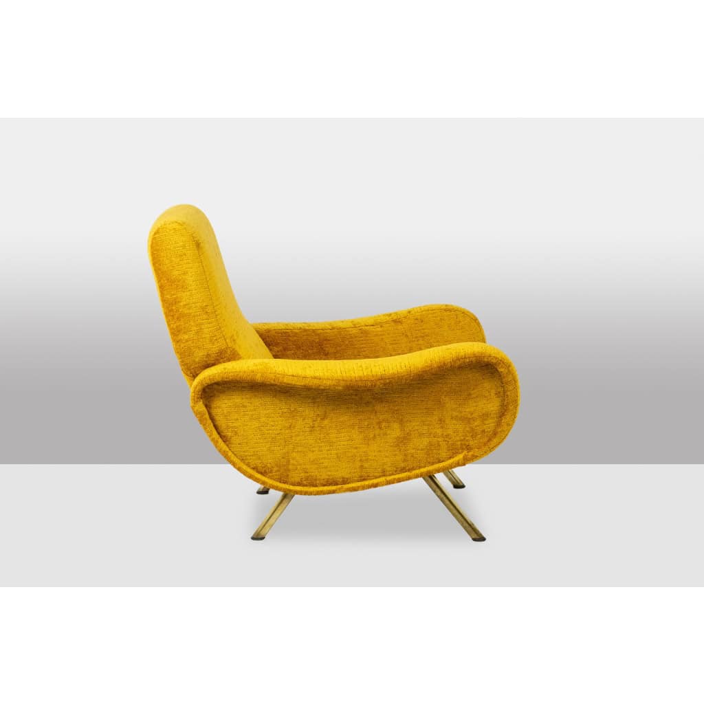 Marco Zanuso pour Artflex. Fauteuils jaune et en laiton doré. Années 1950.LS64333009I 4