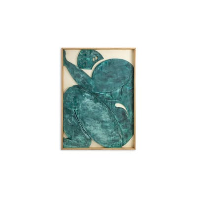 Panneau en bas-relief « Sortez du cadre ! », en bois et cuivre oxydé. LS64273009