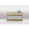 Maison Jansen. Console en laiton doré et cuir fauve. Années 1970.LS64292509I 14