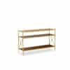 Maison Jansen. Console en laiton doré et cuir fauve. Années 1970.LS64292509I 13