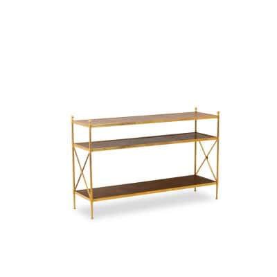 Maison Jansen. Console en laiton doré et cuir fauve. Années 1970.LS64292509I