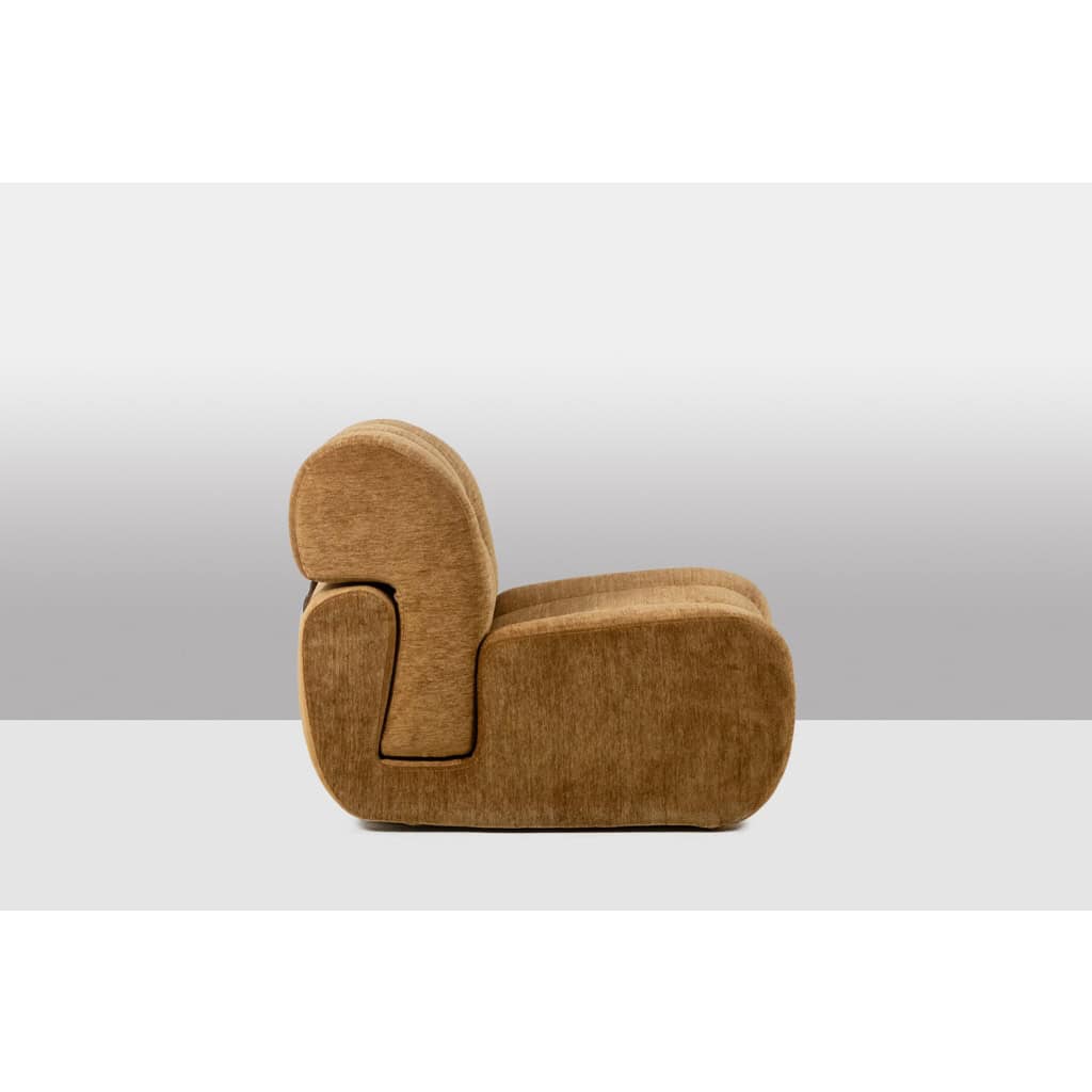 Paire de fauteuils de salon en métal chromé et tissu. Années 1970. LS63491700/23400/4B 7