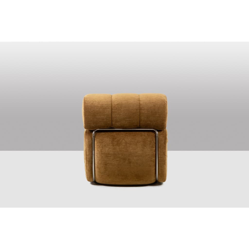 Paire de fauteuils de salon en métal chromé et tissu. Années 1970. LS63491700/23400/4B 8