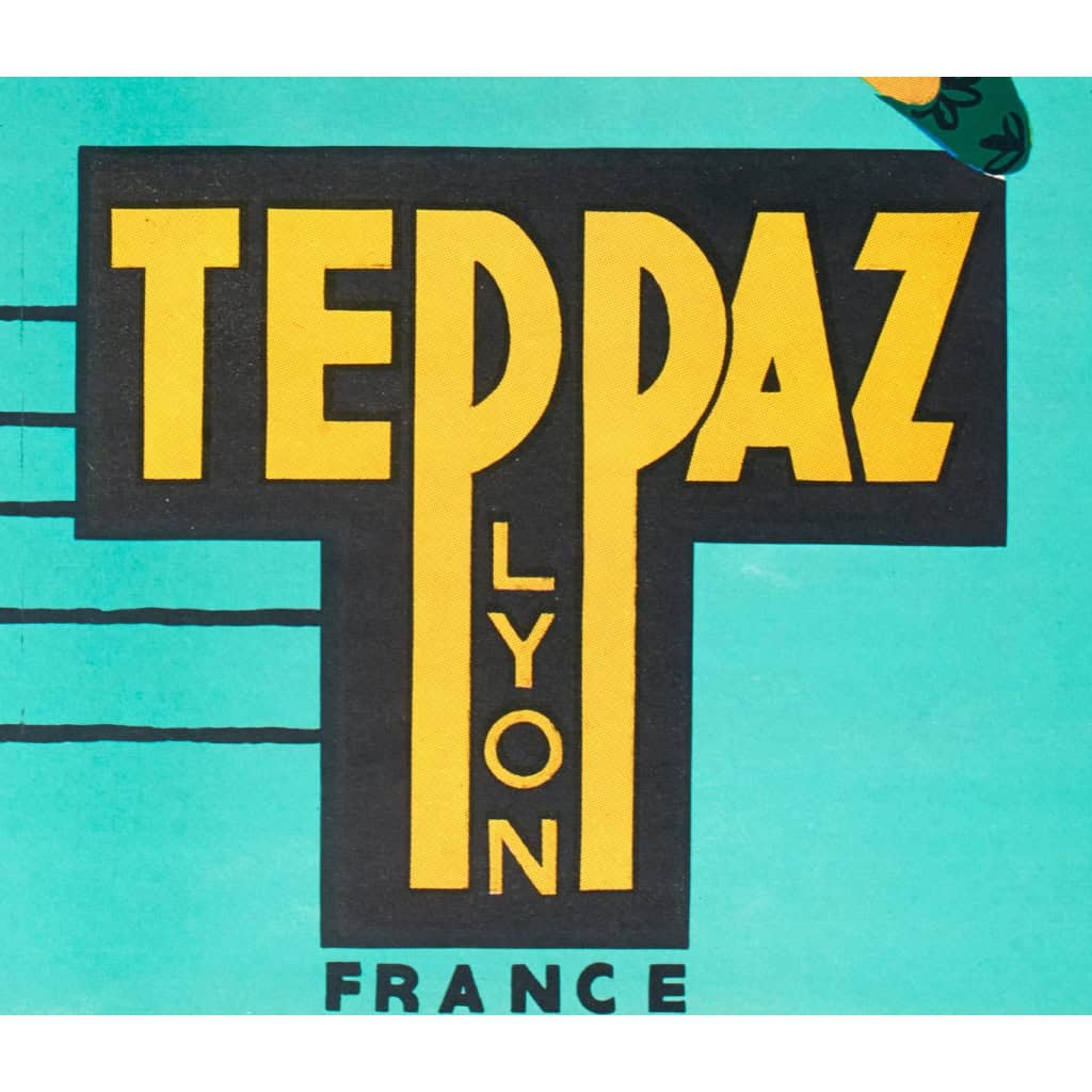 Affiche Originale, Alain Gauthier, Teppaz, Musique, Instrument, Electrophone, Tourne-Disque, Platine, Disques, Partition, Femme, Drapeaux, Joie, Lyon, c.1960 7