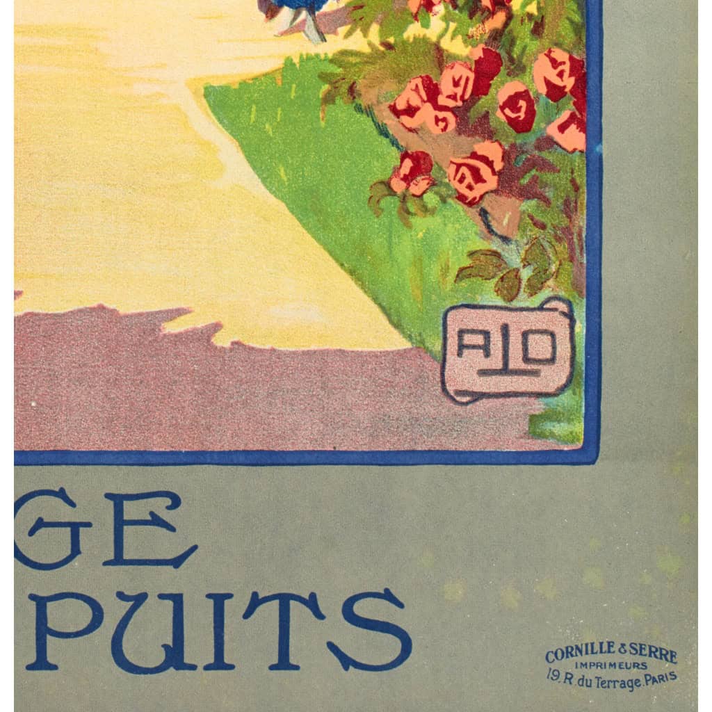 Affiche Tourisme Originale, Alo, Pont-Audemer, Auberge du Vieux Puits, Voyage, Transport, Normandie, Petite Venise, Automobile, Colombages, 1922 7