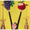 Affiche Originale, Rick Cursat, Joker, Jus de Fruits, Boisson, Bouteille, Pomme, Raisin, Grappe, Agrume, Liquide, Mâcon, c.1960 9